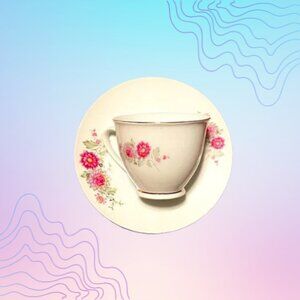 VINTAGE Made in China Pink Floral Teacup and Saucer Set